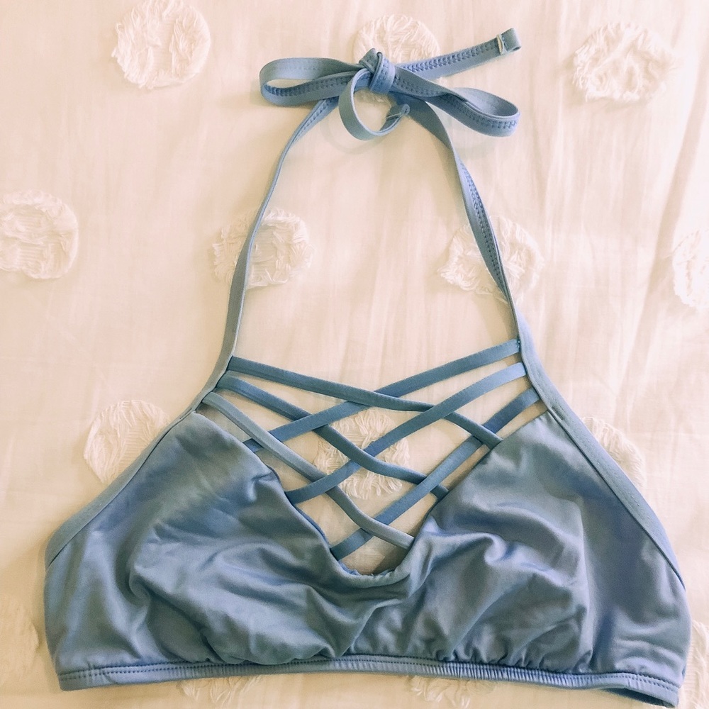blue cross front halter bikini top from target